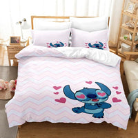Stitch Bedding Set Cute Stitch Duvet Cover Pillowcase Children Bed Set Twin King - Lusy Store LLC