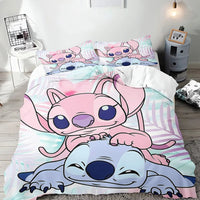 Stitch Bedding Set Cute Stitch Duvet Cover Pillowcase Children Bed Set Twin King - Lusy Store LLC