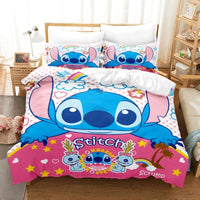 Stitch Bedding Set Cute Stitch Duvet Cover Pillowcase Children Bed Set Twin King - Lusy Store LLC