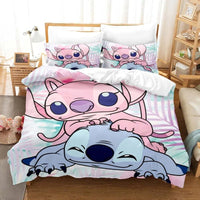 Stitch Bedding Set Cute Stitch Duvet Cover Pillowcase Children Bed Set Twin King - Lusy Store LLC