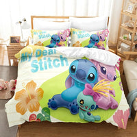 Stitch Bedding Set Cute Stitch Duvet Cover Pillowcase Children Bed Set Twin King - Lusy Store LLC