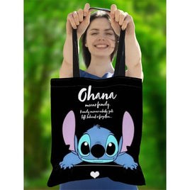 Stitch Canvas Shoulder Bag - Lilo & Stitch Anime Large Capacity Tote Bag for Women