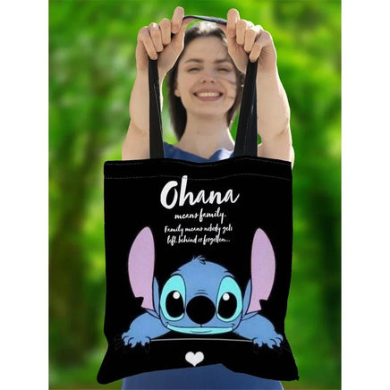 Stitch Canvas Shoulder Bag - Lilo & Stitch Anime Large Capacity Tote Bag for Women
