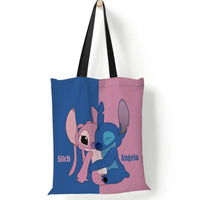 Stitch Canvas Shoulder Bag - Lilo & Stitch Anime Large Capacity Tote Bag for Women 15 32X37cm