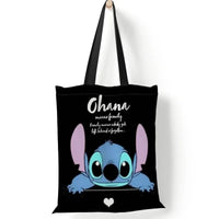 Stitch Canvas Shoulder Bag - Lilo & Stitch Anime Large Capacity Tote Bag for Women 16 32X37cm