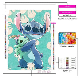 Stitch Diamond Painting Kit - Cute Lilo And Stitch Cartoon Design Full Drill Cross Stitch Mosaic