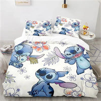 Stitch Duvet Cover Anime Angel with Pillowcase Kids Comfortable Cover Bed Set Full Twin Queen King Bedroom - Lusy Store LLC