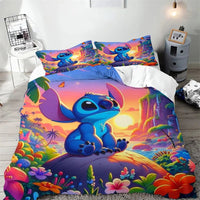 Stitch Duvet Cover Cartoon Flower Wave Design Bedding Set Quilt Cover Pillowcase Children Bedroom Decoration - Lusy Store LLC