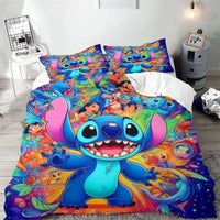 Stitch Duvet Cover Cartoon Flower Wave Design Bedding Set Quilt Cover Pillowcase Children Bedroom Decoration - Lusy Store LLC