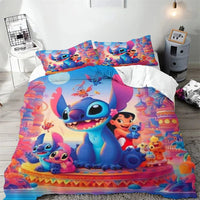 Stitch Duvet Cover Cartoon Flower Wave Design Bedding Set Quilt Cover Pillowcase Children Bedroom Decoration - Lusy Store LLC