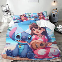 Stitch Duvet Cover Cartoon Flower Wave Design Bedding Set Quilt Cover Pillowcase Children Bedroom Decoration - Lusy Store LLC