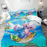Stitch Duvet Cover Cartoon Flower Wave Design Bedding Set Quilt Cover Pillowcase Children Bedroom Decoration - Lusy Store LLC