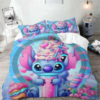 Stitch Duvet Cover Cartoon Flower Wave Design Bedding Set Quilt Cover Pillowcase Children Bedroom Decoration - Lusy Store LLC