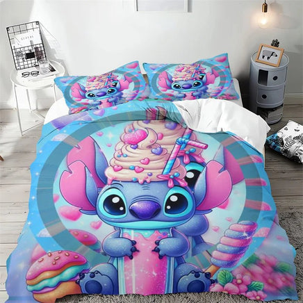 Stitch Duvet Cover Cartoon Flower Wave Design Bedding Set Quilt Cover Pillowcase Children Bedroom Decoration - Lusy Store LLC