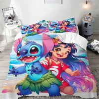 Stitch Duvet Cover Cartoon Flower Wave Design Bedding Set Quilt Cover Pillowcase Children Bedroom Decoration - Lusy Store LLC