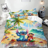 Stitch Duvet Cover Cartoon Flower Wave Design Bedding Set Quilt Cover Pillowcase Children Bedroom Decoration - Lusy Store LLC