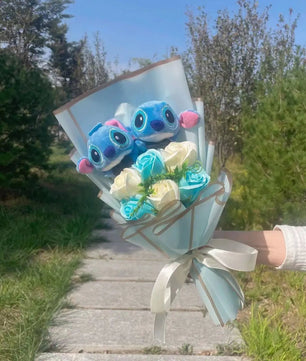 Stitch Hello Kitty Bouquet Halloween Jack Skellington Plush Dolls Flower Bouquets Graduation Gifts - Lusy Store LLC
