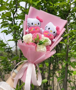 Stitch Hello Kitty Bouquet Halloween Jack Skellington Plush Dolls Flower Bouquets Graduation Gifts - Lusy Store LLC