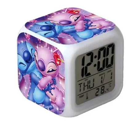 Stitch LED Color Alarm Clock - Growth Changing Numbers - Stitch Cartoon Character Toy B