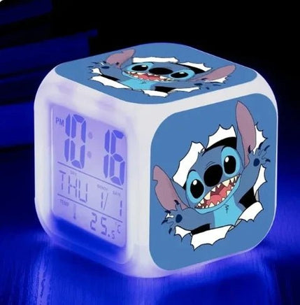Stitch LED Color Alarm Clock - Growth Changing Numbers - Stitch Cartoon Character Toy E