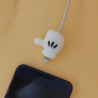 Stitch Mickey Cartoon Charger Cable Protector - iPhone USB Data Line Head Protection Cover Mickey hand