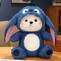 Stitch Plush Toy - Cute Bear Transforms into Stitch - Soft Stuffed Cartoon Animal Doll - Lusy Store LLC