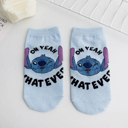 Stitch Short Socks - Kawaii Anime Stitch Pattern - Girls and Boys Cute Cartoon Short Socks A