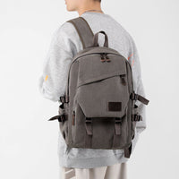 Stylish and Spacious Retro Student School Backpack Gray
