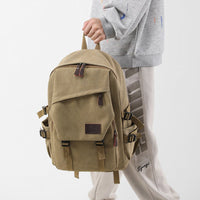 Stylish and Spacious Retro Student School Backpack Khaki