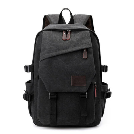 Stylish and Spacious Retro Student School Backpack Black