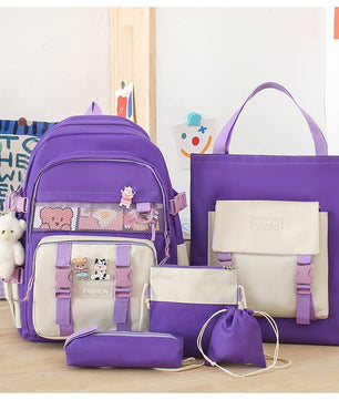 Stylish Five - Piece Women's Schoolbag Set - Lusy Store LLC