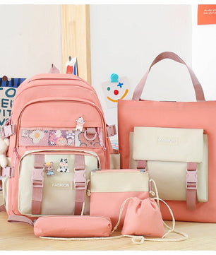 Stylish Five - Piece Women's Schoolbag Set - Lusy Store LLC