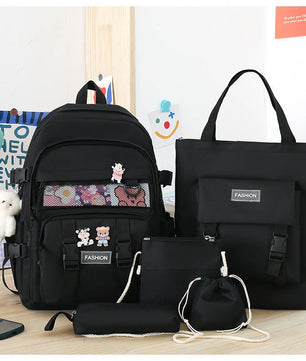 Stylish Five - Piece Women's Schoolbag Set - Lusy Store LLC
