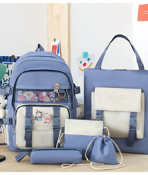 Stylish Five - Piece Women's Schoolbag Set - Lusy Store LLC