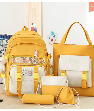 Stylish Five - Piece Women's Schoolbag Set - Lusy Store LLC