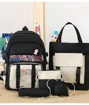 Stylish Five - Piece Women's Schoolbag Set - Lusy Store LLC