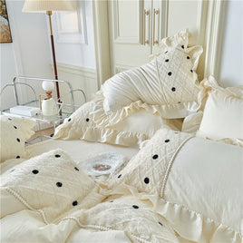 Stylish Home Essentials - Premium Quality 100% Cotton Washed Four-piece Bedding Set Milkshake White