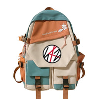 Stylish Two-tone Double-Shoulder Travel Schoolbag with Eye-catching Stitching Detail Green 3 42X31X14cm