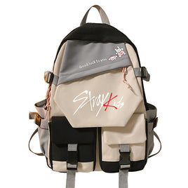 Stylish Two-tone Double-Shoulder Travel Schoolbag with Eye-catching Stitching Detail Black 1 42X31X14cm