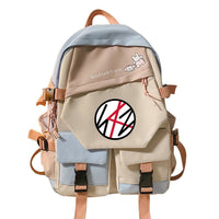 Stylish Two-tone Double-Shoulder Travel Schoolbag with Eye-catching Stitching Detail Blue 3 42X31X14cm