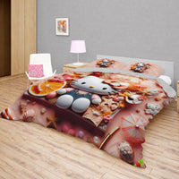 Summer bedding sets - Hello Kitty bed linen 3D bedroom - Cute duvet cover and pillowcase - Lusy Store LLC