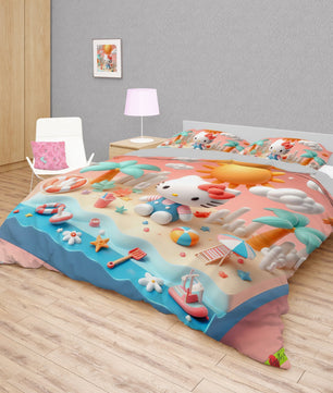 Summer bedding sets - Hello Kitty bed linen 3D cute bedroom - Duvet cover and pillowcase - Lusy Store LLC