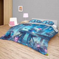 Summer bedding sets - Hello Kitty bed linen 3D cute bedroom - New city duvet cover and pillowcase - Lusy Store LLC