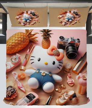 Summer bedding sets - Luxury Hello Kitty bed linen 3D bedroom - Cute duvet cover and pillowcase - Lusy Store LLC