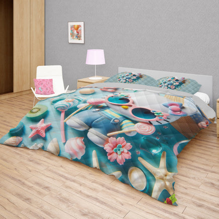 Summer quilt sets - Candy Hello Kitty cotton quilting 3D bedroom - Cute quilt and pillowcase - Lusy Store LLC