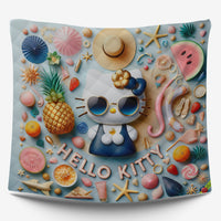Summer quilt sets - Cool Hello Kitty cotton quilting 3D bedroom - Cute quilt and pillowcase - Lusy Store LLC