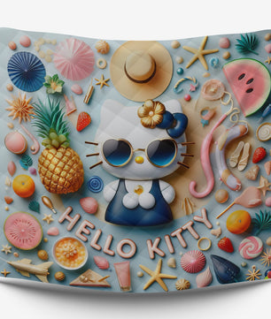 Summer quilt sets - Cool Hello Kitty cotton quilting 3D bedroom - Cute quilt and pillowcase - Lusy Store LLC
