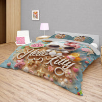 Summer quilt sets - Cool Hello Kitty cotton quilting 3D bedroom - Cute quilt and pillowcase - Lusy Store LLC