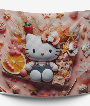 Summer quilt sets - Hello Kitty cotton quilting 3D bedroom - Cute quilt and pillowcase - Lusy Store LLC