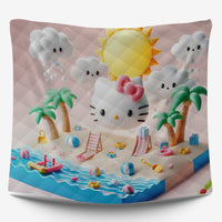 Summer quilt sets - Hello Kitty cotton quilting 3D bedroom - Cute quilt and pillowcase - Lusy Store LLC